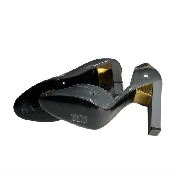 Stella McCartney Grey Faux Patent Leather Peeptoe Heels Size 38.5 (US 8) - Picture 4 of 8